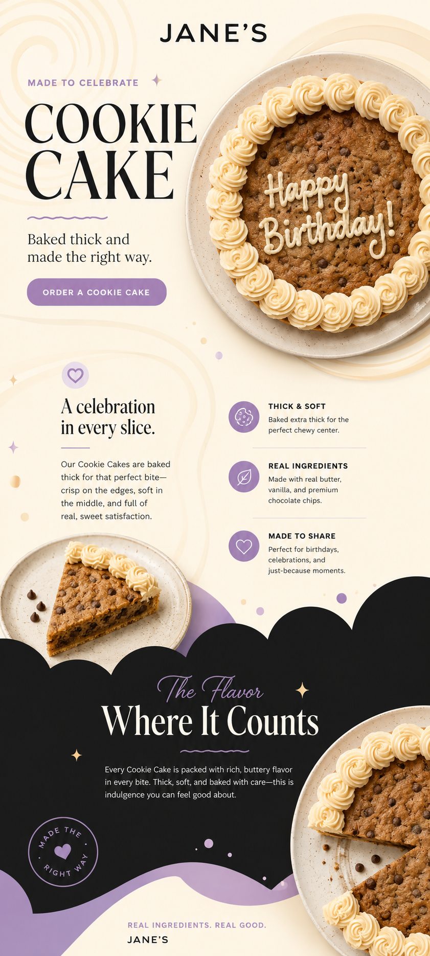Jane's Cookie Cake email design